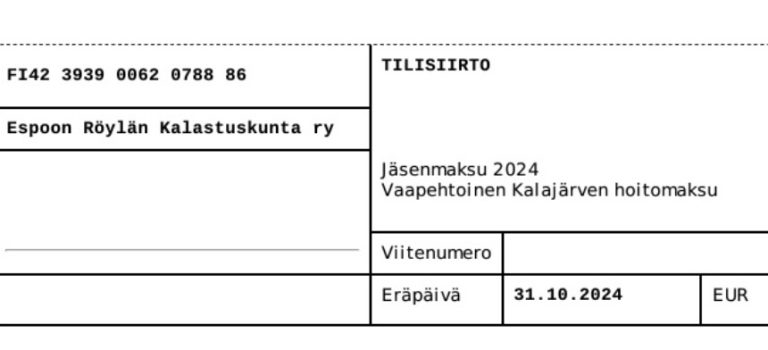 Kalastuskunnan jäsenmaksu 2024